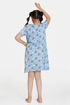 Zivame Girls Summer Treat Knit Cotton Knee Length Nightdress - Blue Bell — thumbnail 3